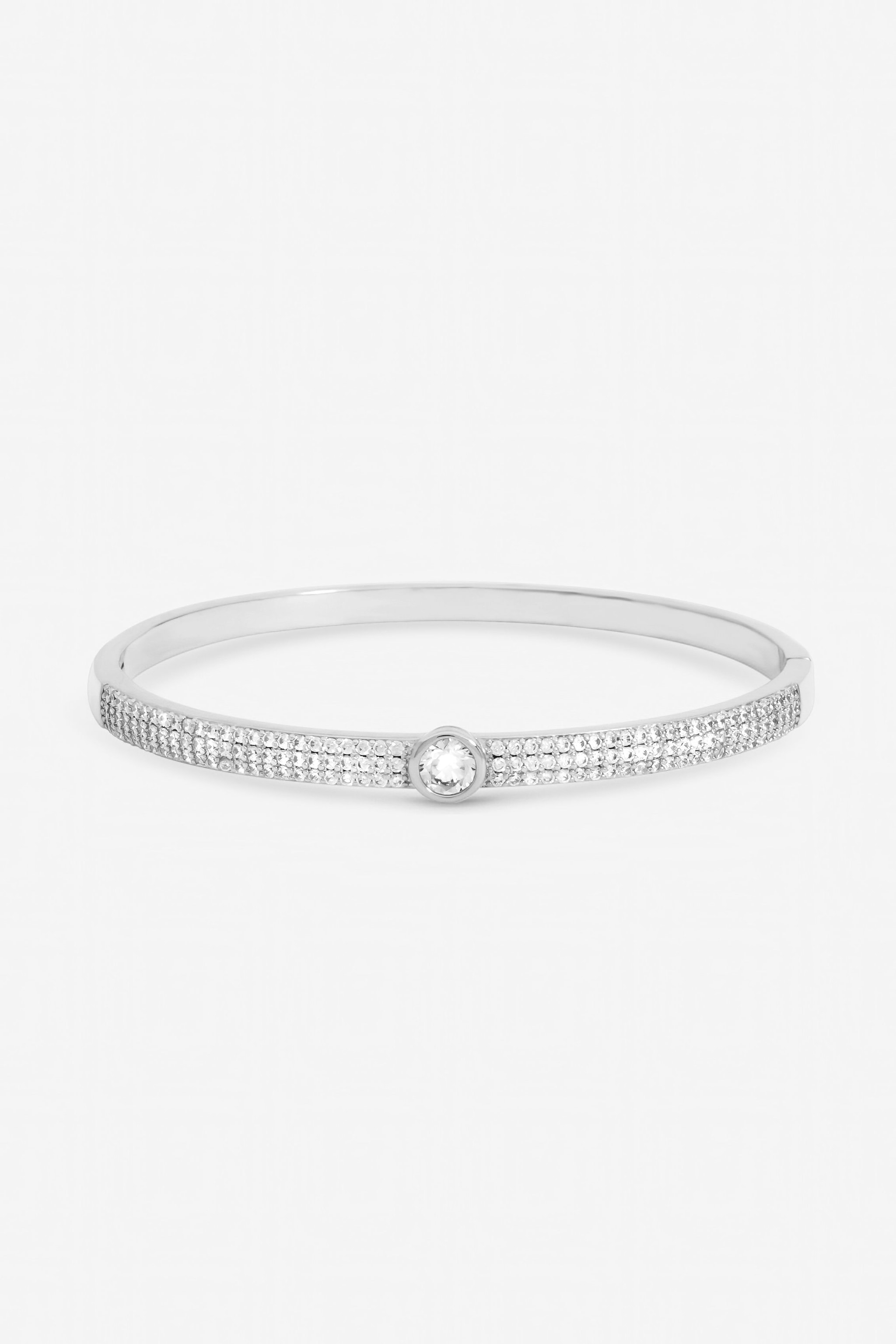 Jon Richard Silver Plated Crystal and Pave Stone Bangle