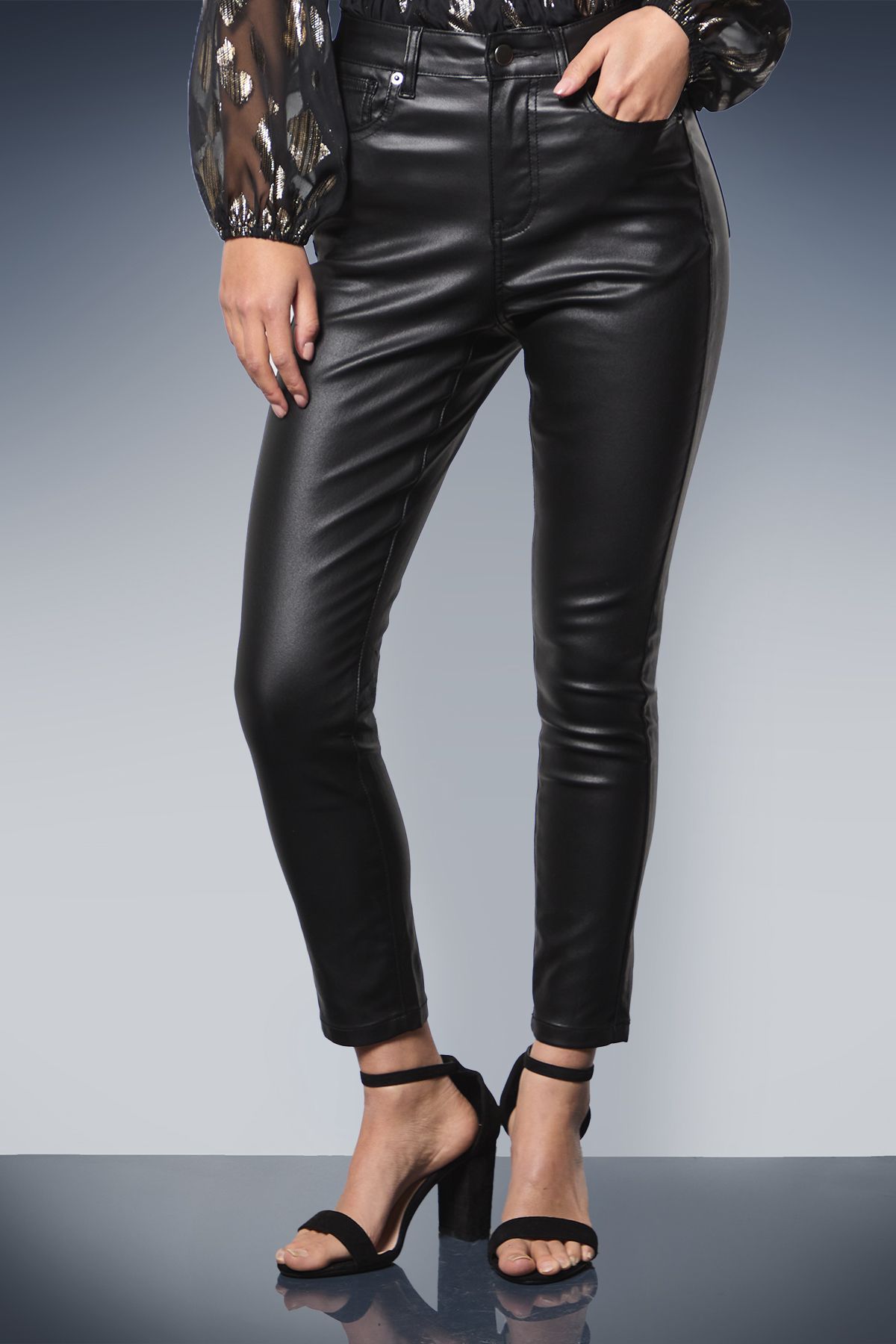 Dorothy Perkins Petite Coated Skinny Jean Black image 2