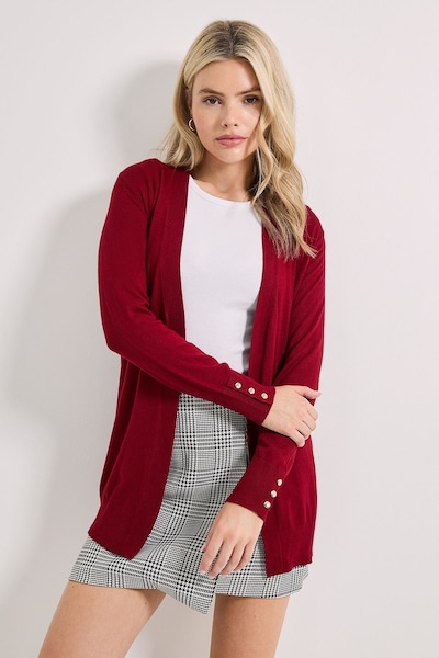 Dorothy Perkins Berry Longline Button Cuff Cardigan Berry