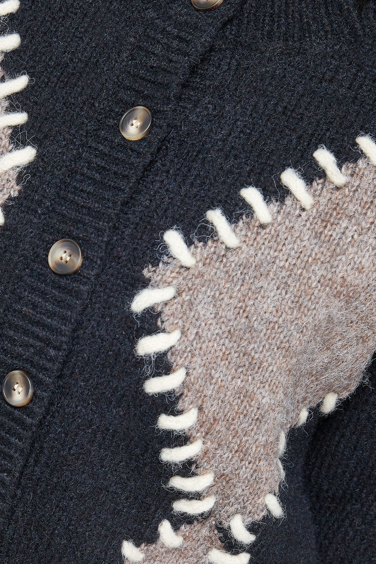 Warehouse Argyle Stitch Detail Cardigan Black image 5