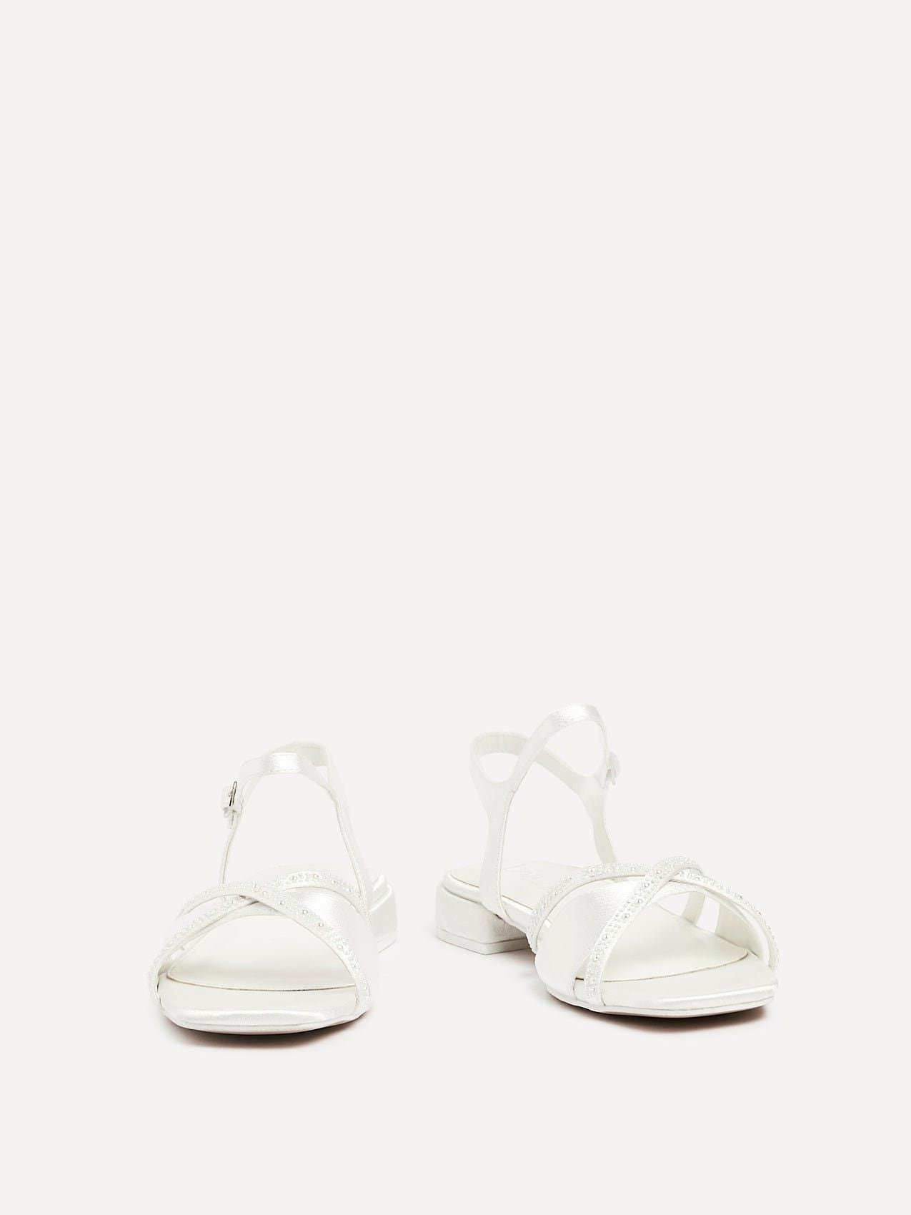 Linzi Spellbound Bridal Ivory Satin Embellished Low Block Heel Sandals image 3