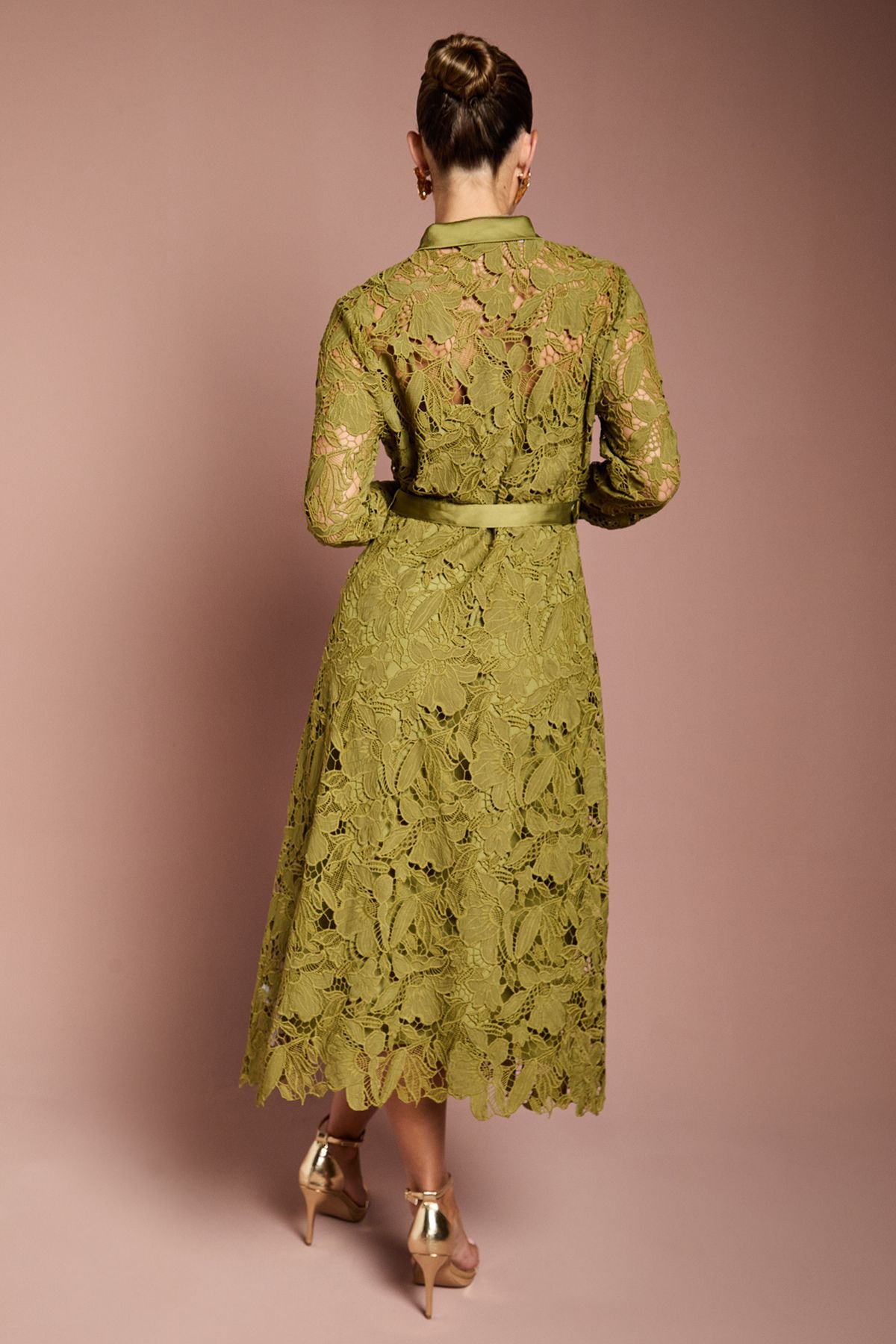 Coast Lace Shirt Dress Olive image 3