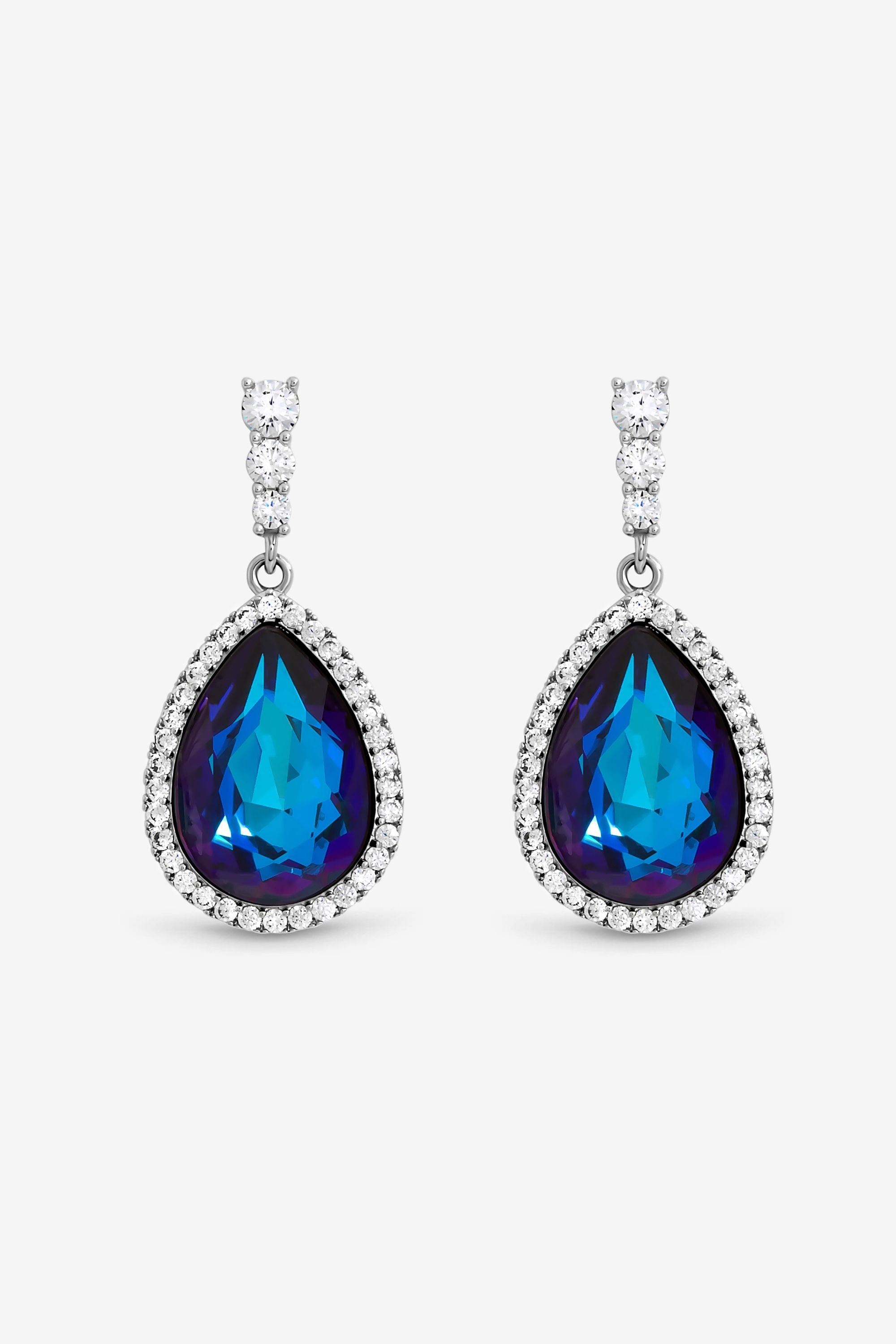 Jon Richard Rhodium Plated and Bermunda Blue Pear Drop Earrings image 1