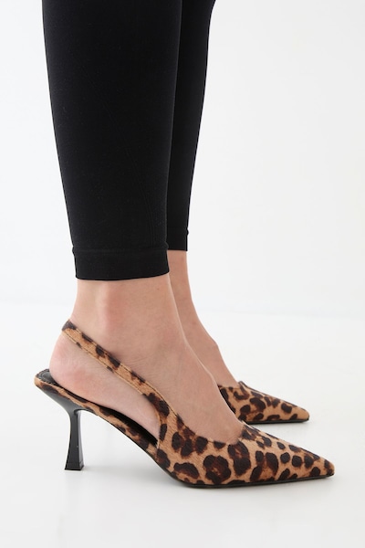 MissPap Leopard High Stiletto Heel Sling Back Court Shoes Leopard