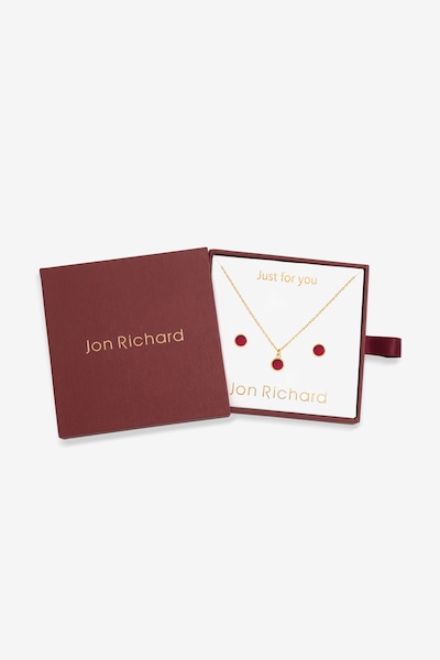 Jon Richard 14Ct Real Gold Plated Birthstone Bezel Set - January - Gift Boxed