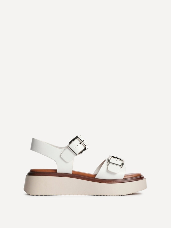 Linzi Archive White Faux Leather Flatform Sandals