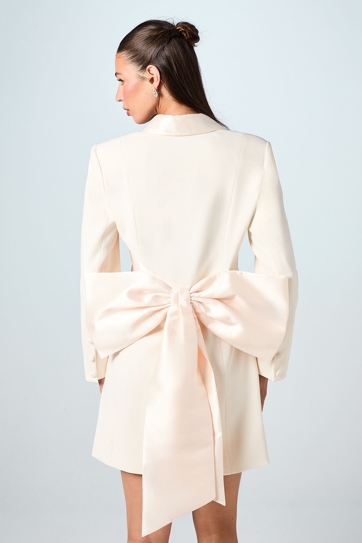 Coast Pleat Detail Tuxedo Blazer Wedding Dress Ivory image 3