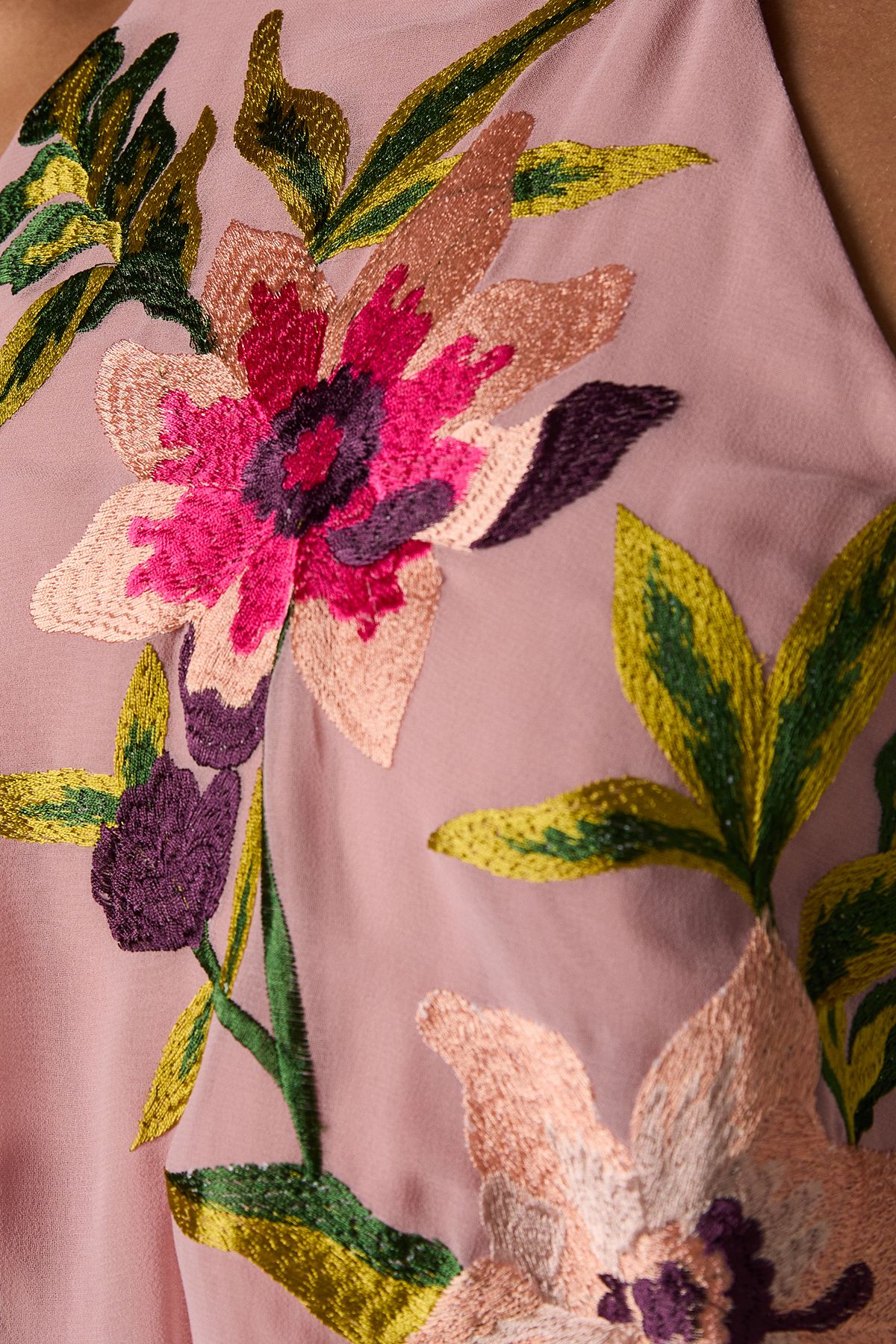 Coast High Neck Midi Dress With Floral Embroidery Blush image 5