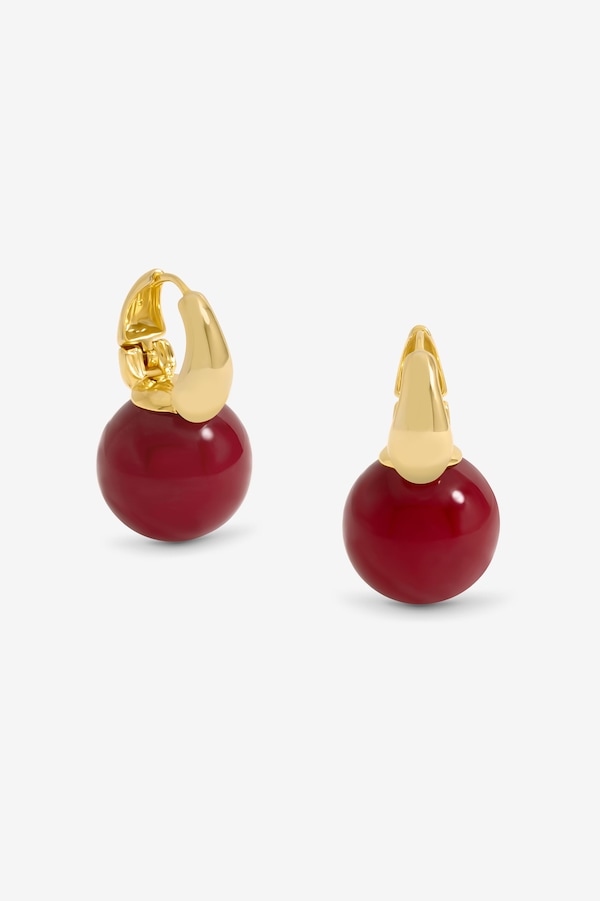 Jon Richard Gold Plated And Red Bead Earrings