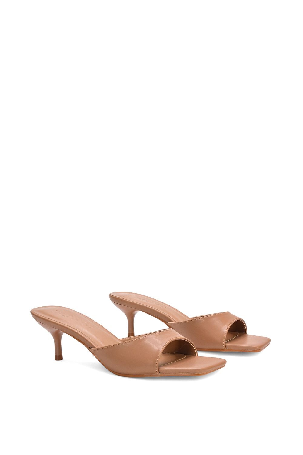 XY London 'Jane' Square Toe Kitten Heel Slip On Heeled Sandal Mules image 3