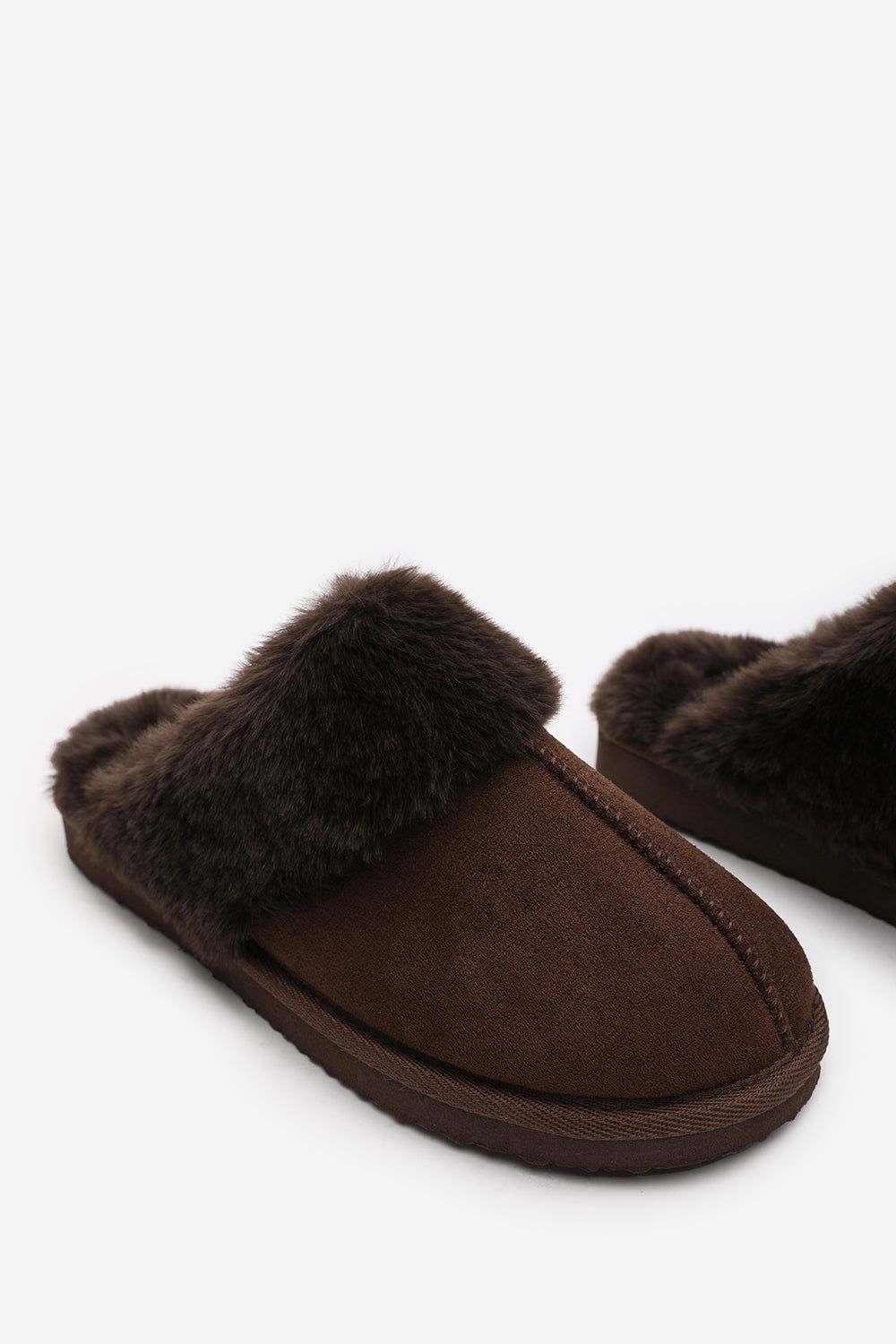 Where's That From 'Comfort' Slip On Slippers With Fur Trim Suede image 5