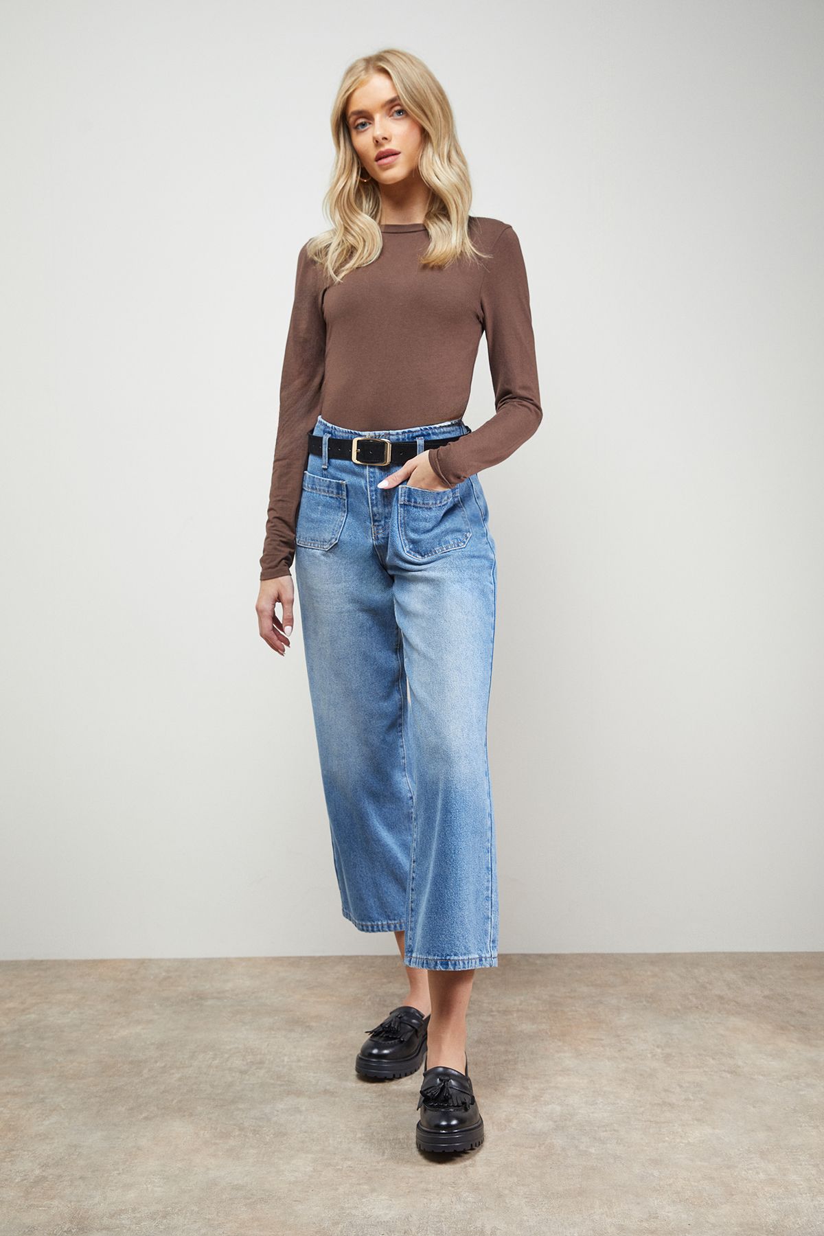 Oasis Brooker Real Leather Tassel Chunky Loafers Black image 2