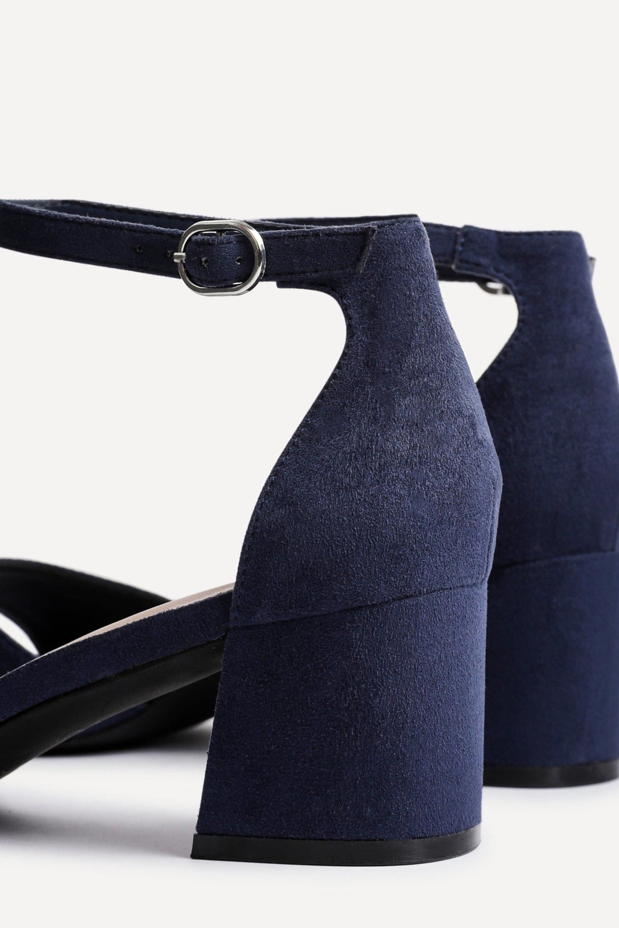 Linzi Maddie Navy Faux Suede Closed Back Block Heeled Sandals image 5
