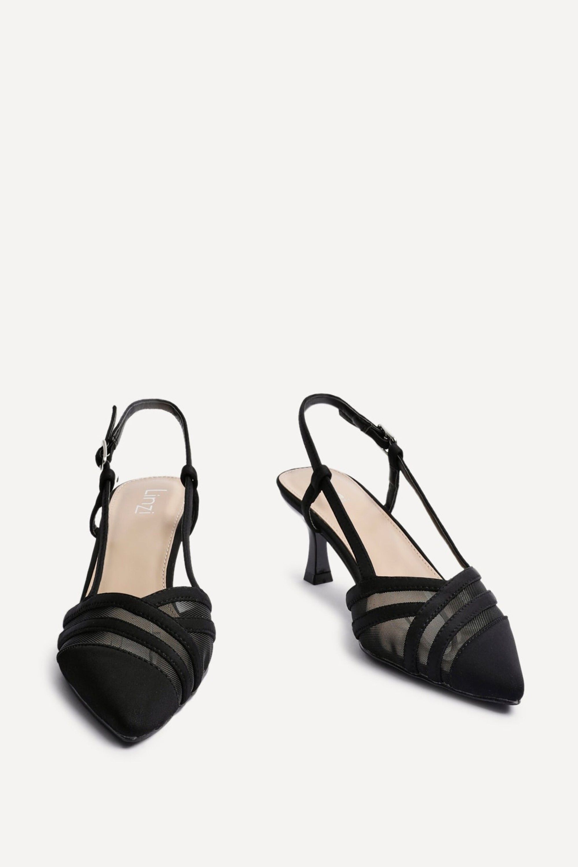 Linzi Milan Black Scuba Mesh Slingback Court Heels image 3