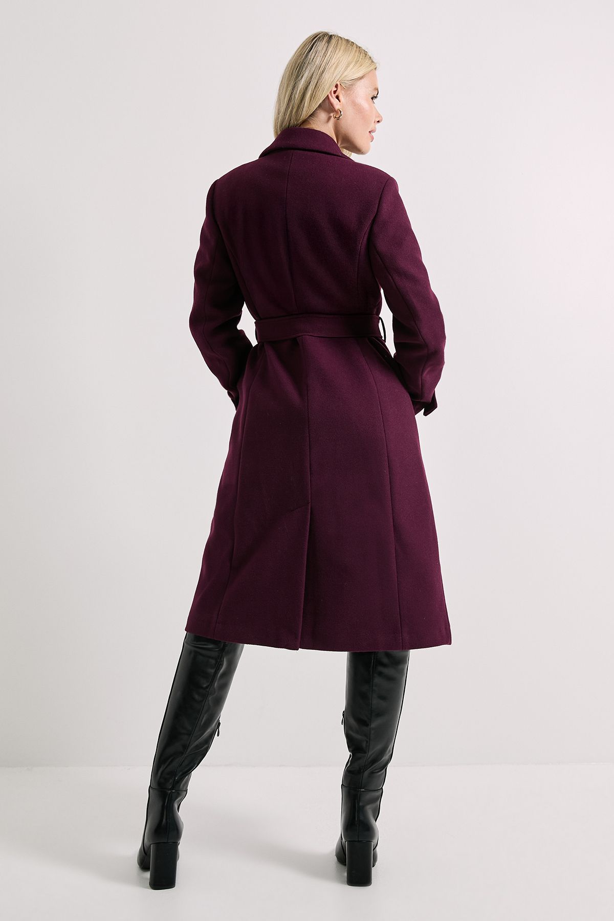 Dorothy Perkins Belted Coat Burgundy image 3