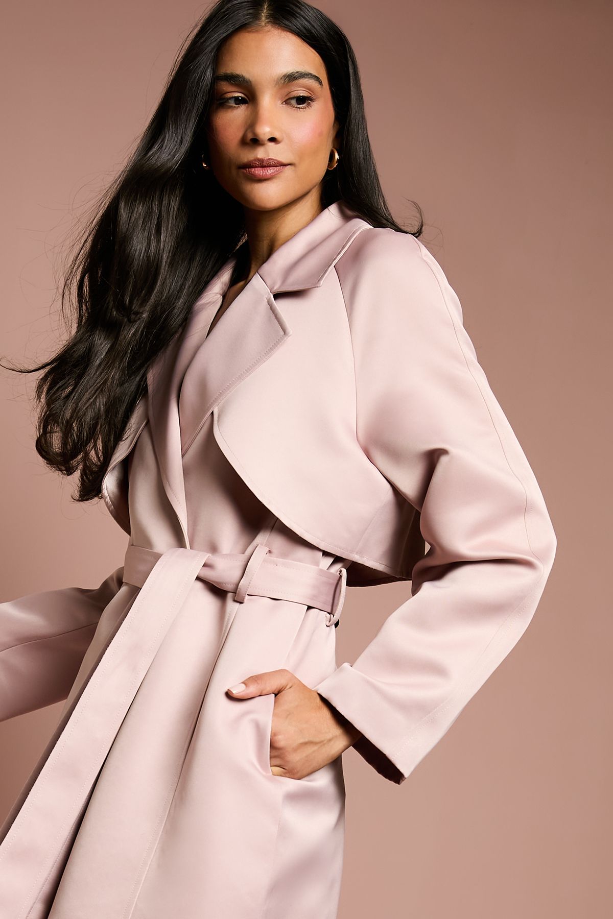 Coast Blush Satin Occasion Belted Trench Coat Blush image 2