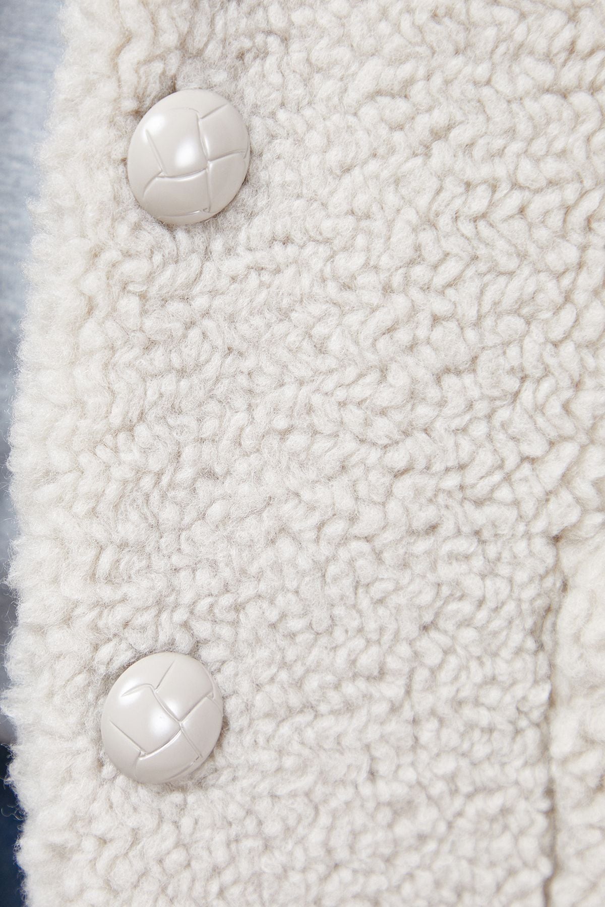 Oasis Teddy Shearling Button Through Short Jacket Stone image 5