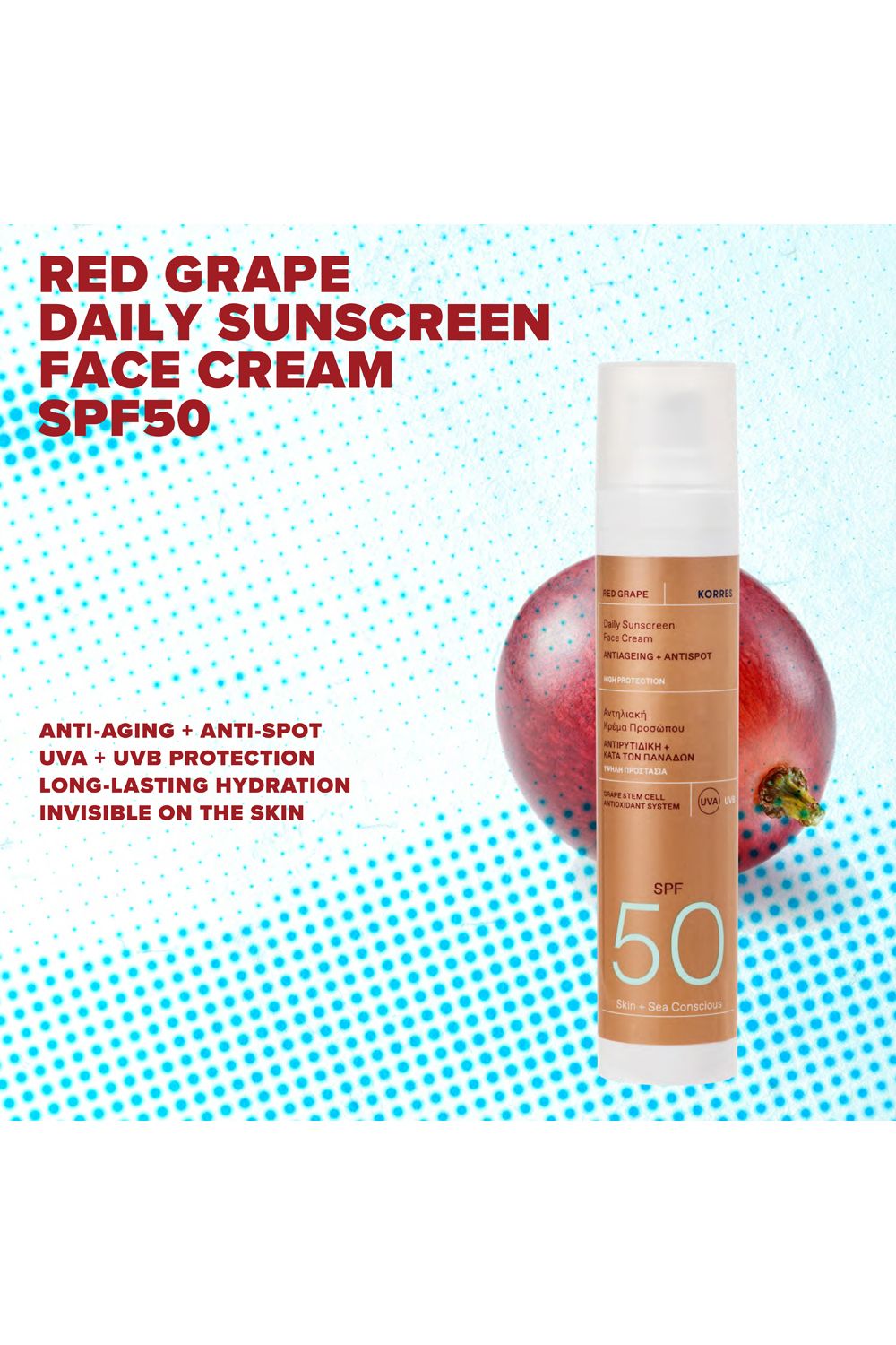 Korres Red Grape Sunscreen Face Cream SPF50 50ML Multi image 4