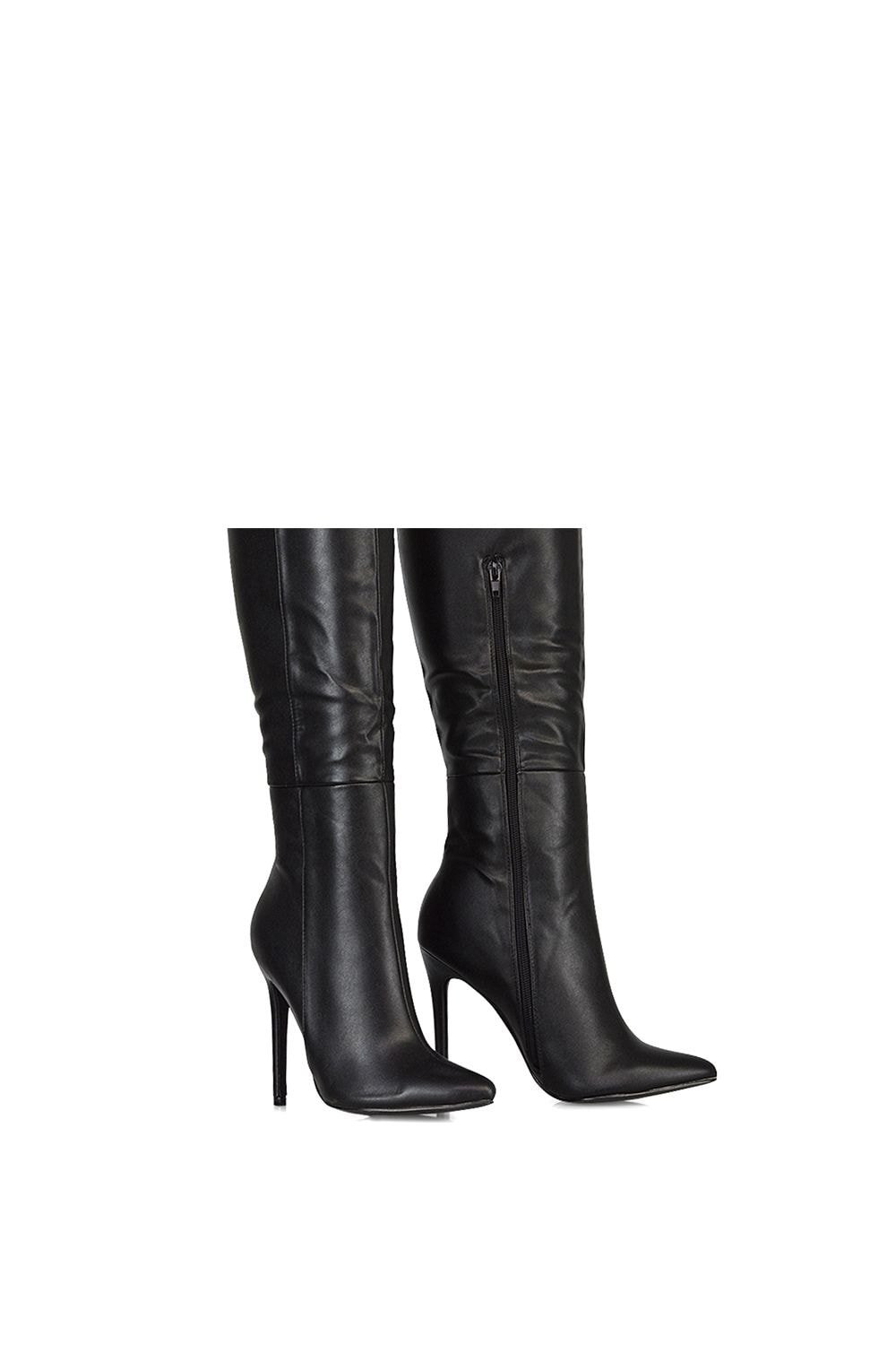 XY London 'Nora' Pointed Toe Zip Up Knee High Stiletto Heel Long Boots image 4