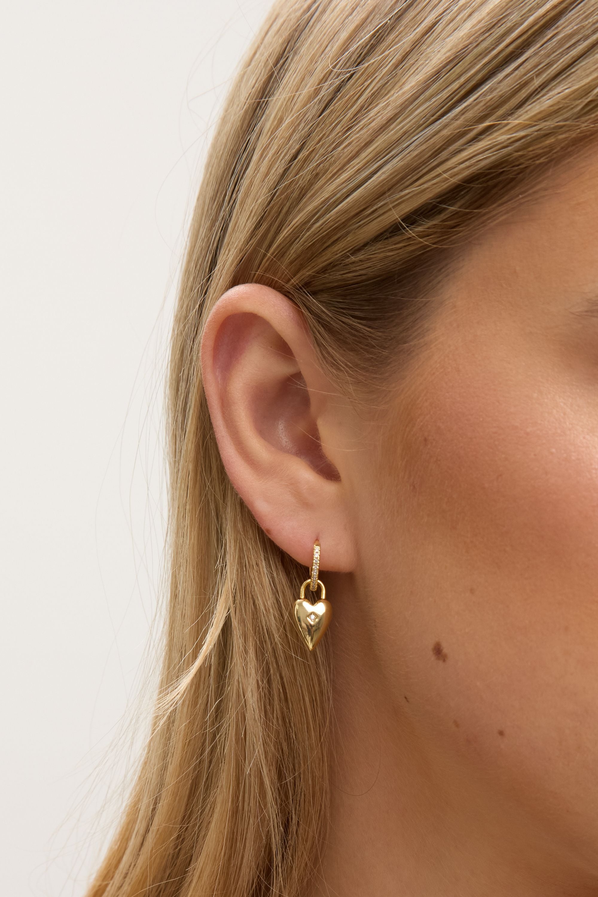 Jon Richard 18K Gold Plated and Cubic Zirconia Heart Hoop Earrings image 2