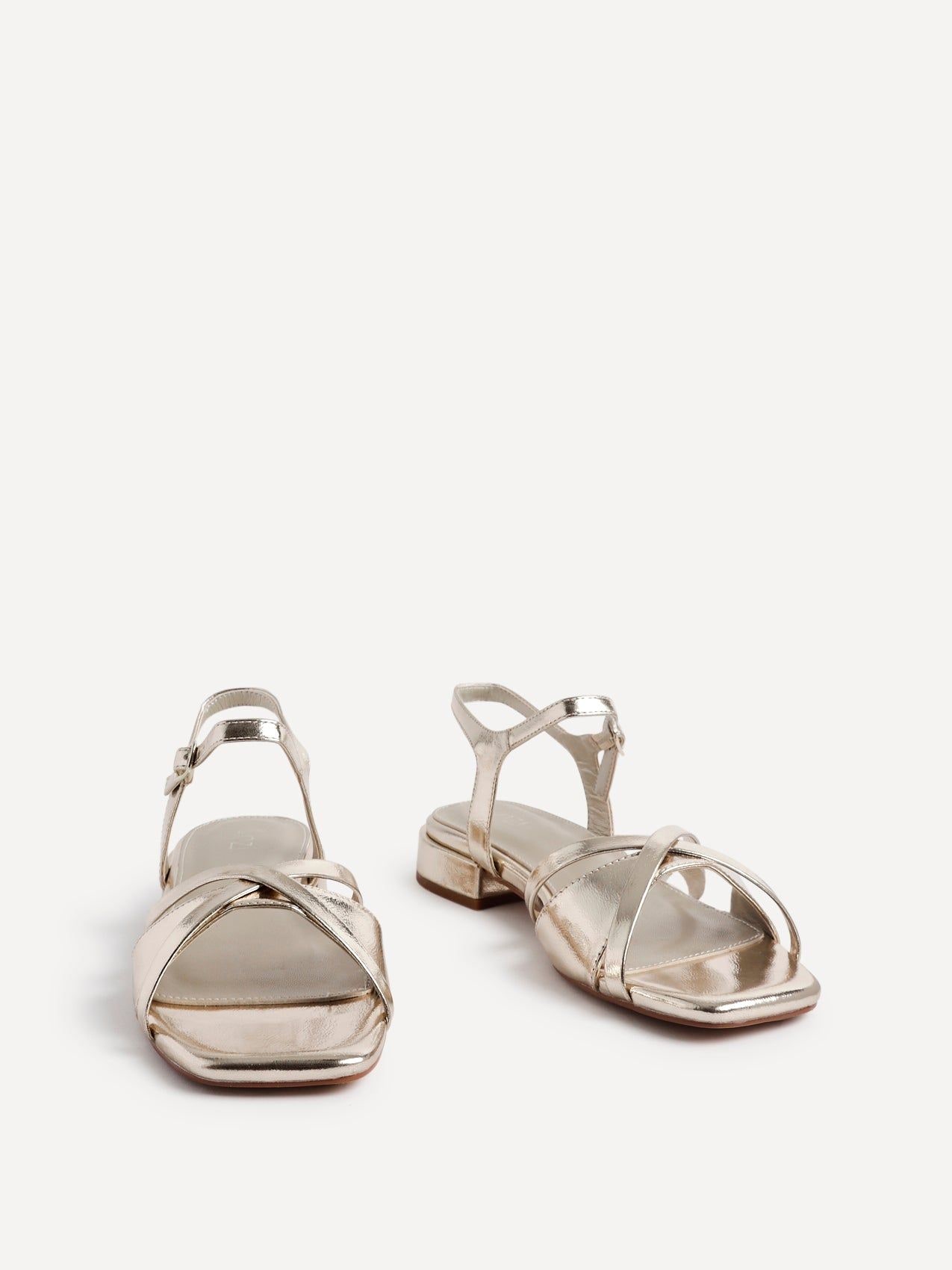 Linzi Zenna Gold Faux Leather Strappy Low Block Heeled Sandals image 3