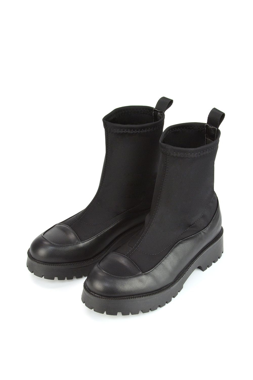 XY London 'Kerry' Sock Ankle Boots Flat Biker Booties image 3