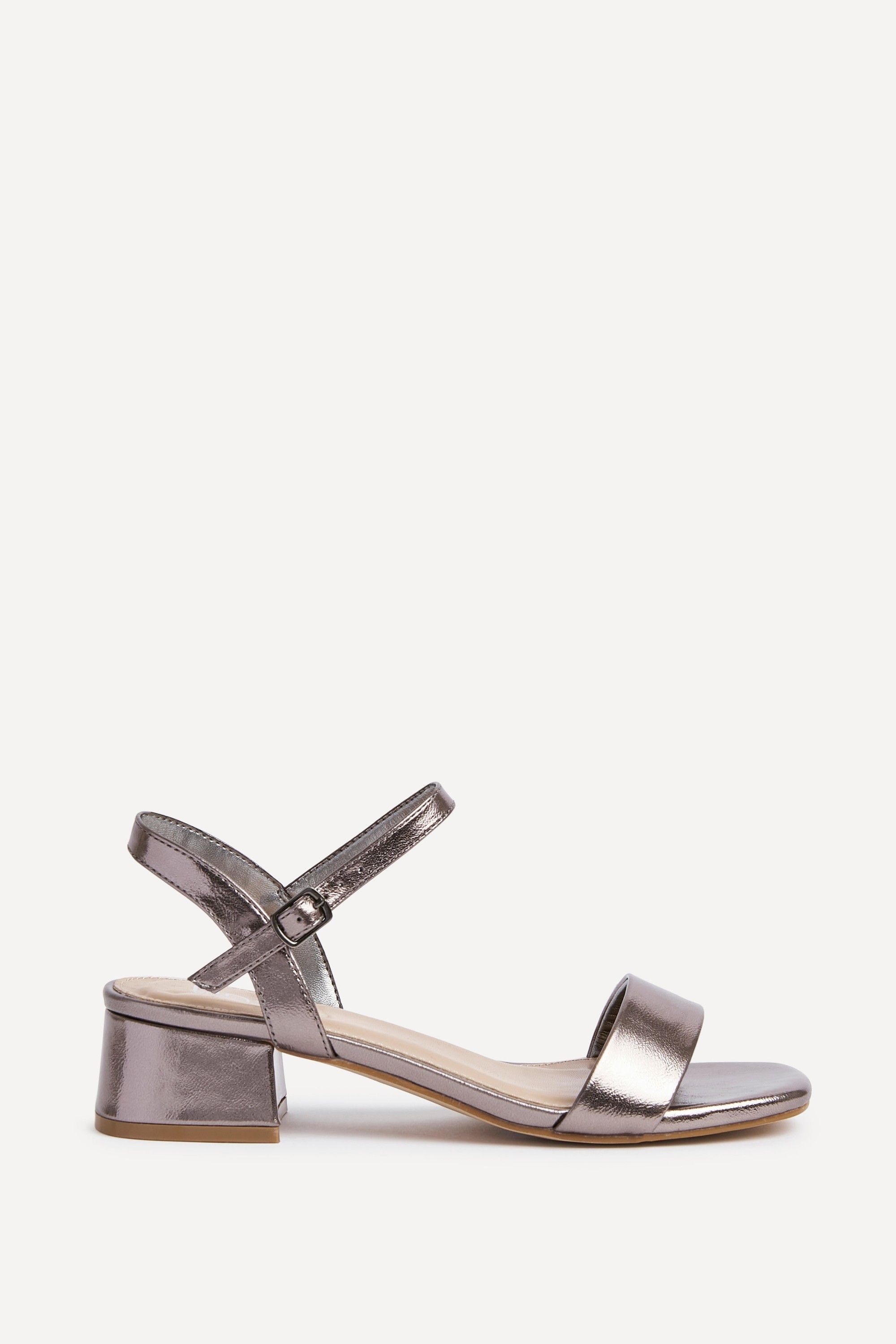 Linzi Carlie Wide Fit Pewter Faux Leather Low Block Heel image 1