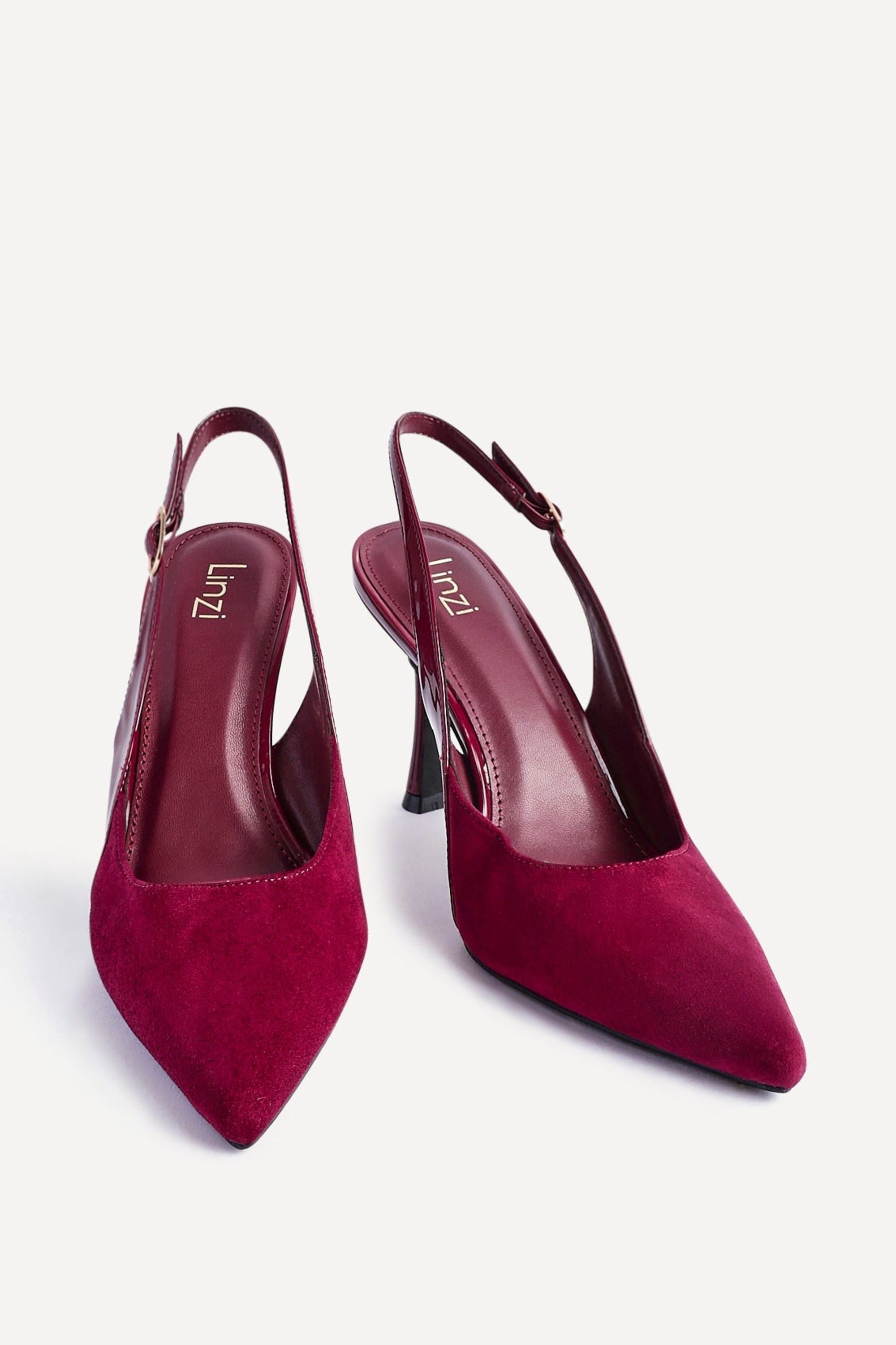 Linzi Wink Burgundy Faux Suede Two Tone Court Heel image 3
