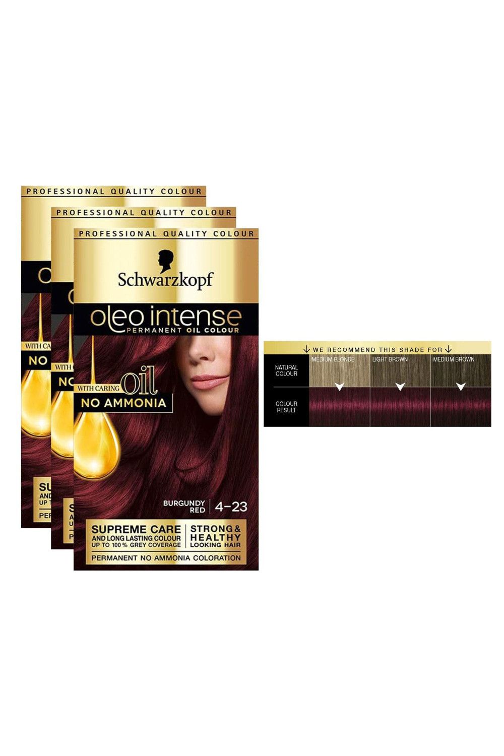Schwarzkopf Oleo Intense 4-23 'Oil Colour' Ammonia Free Burgundy Red 3x image 2
