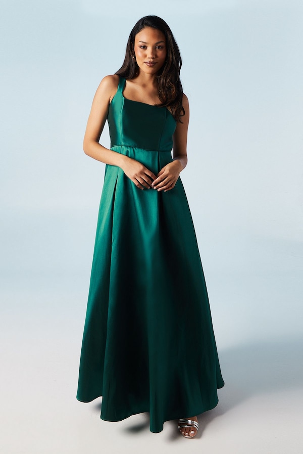 Coast Scoop Neck Full Skirted Twill Bridesmaid Dress Emerald