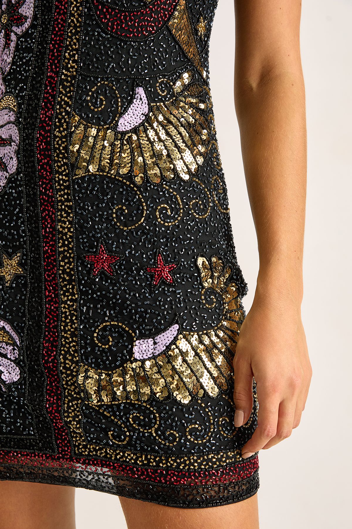 NastyGal Celestial Placement Beaded Mini Dress Black image 5