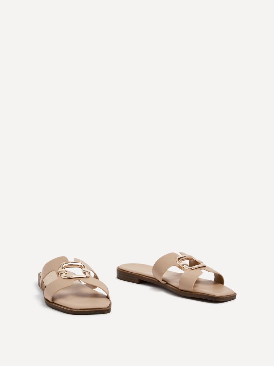 Linzi Vida Mocha Faux Leather Flat Sandal image 3