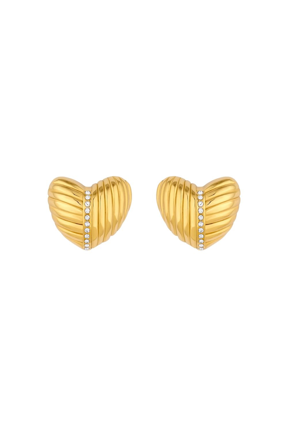 Inicio Gold Plated Ridge Heart Earrings