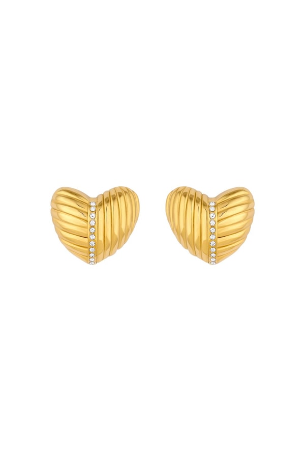 Inicio Gold Plated Ridge Heart Earrings