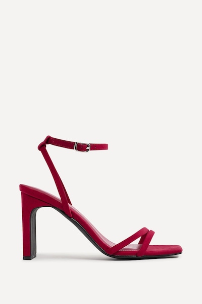 Linzi Gesture Burgundy Faux Suede Strappy High Heel