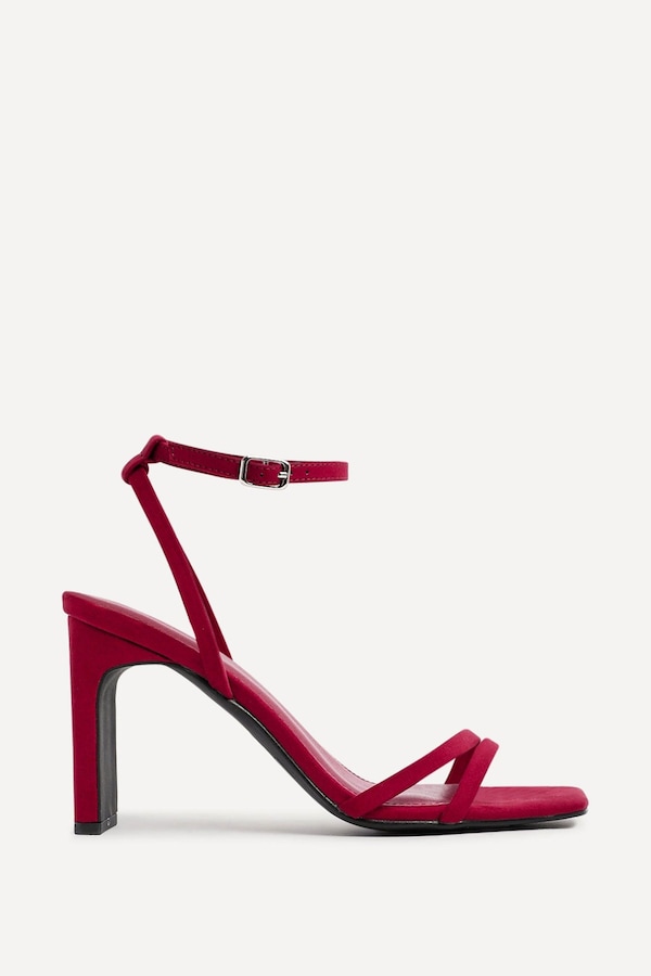 Linzi Gesture Burgundy Faux Suede Strappy High Heel