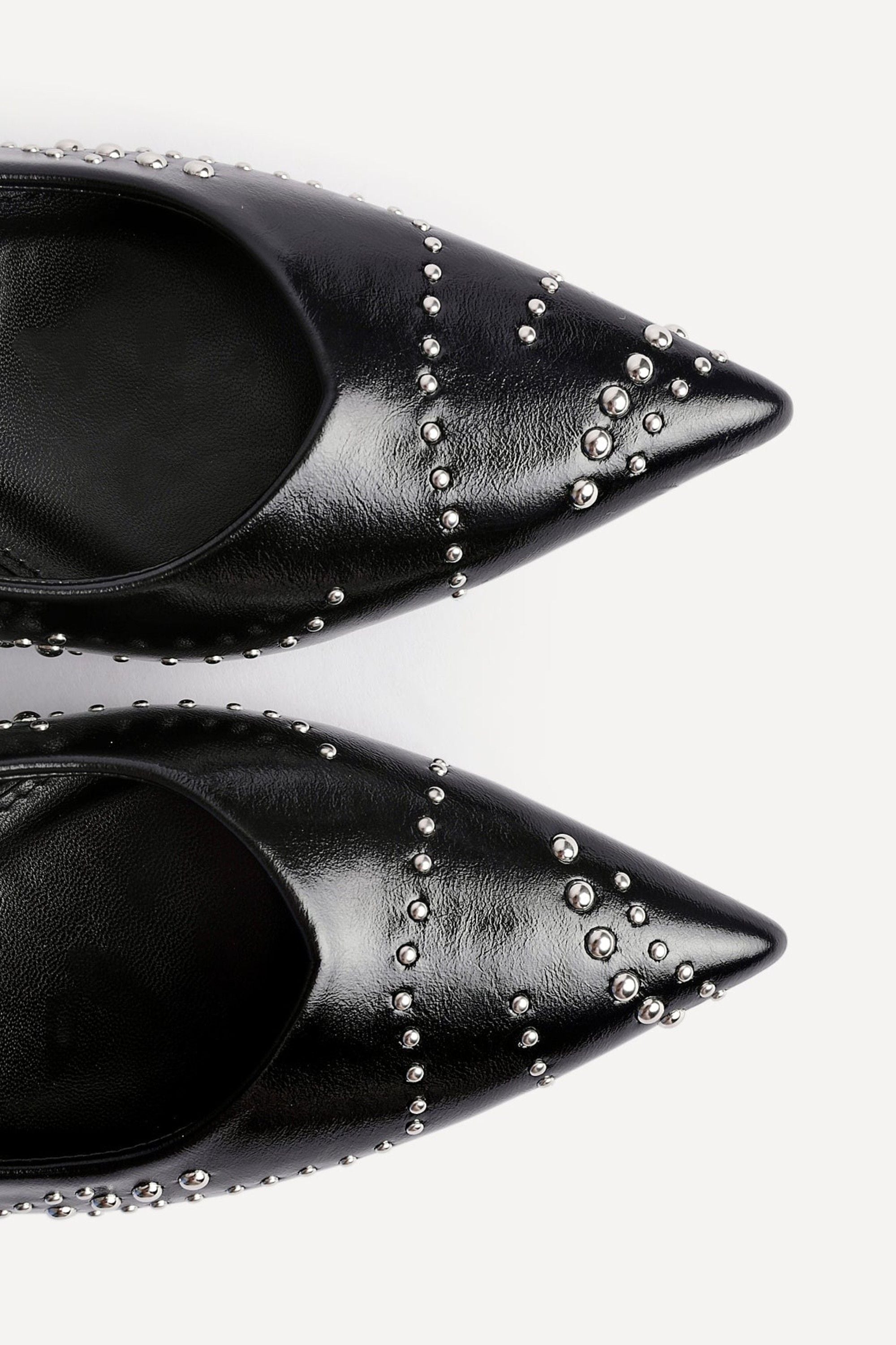 Linzi Crave Black Faux Leather Studded Kitten Heels image 5