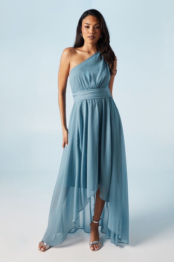 Coast High Low Chiffon One Shoulder Bridesmaid Dress Dusty Blue