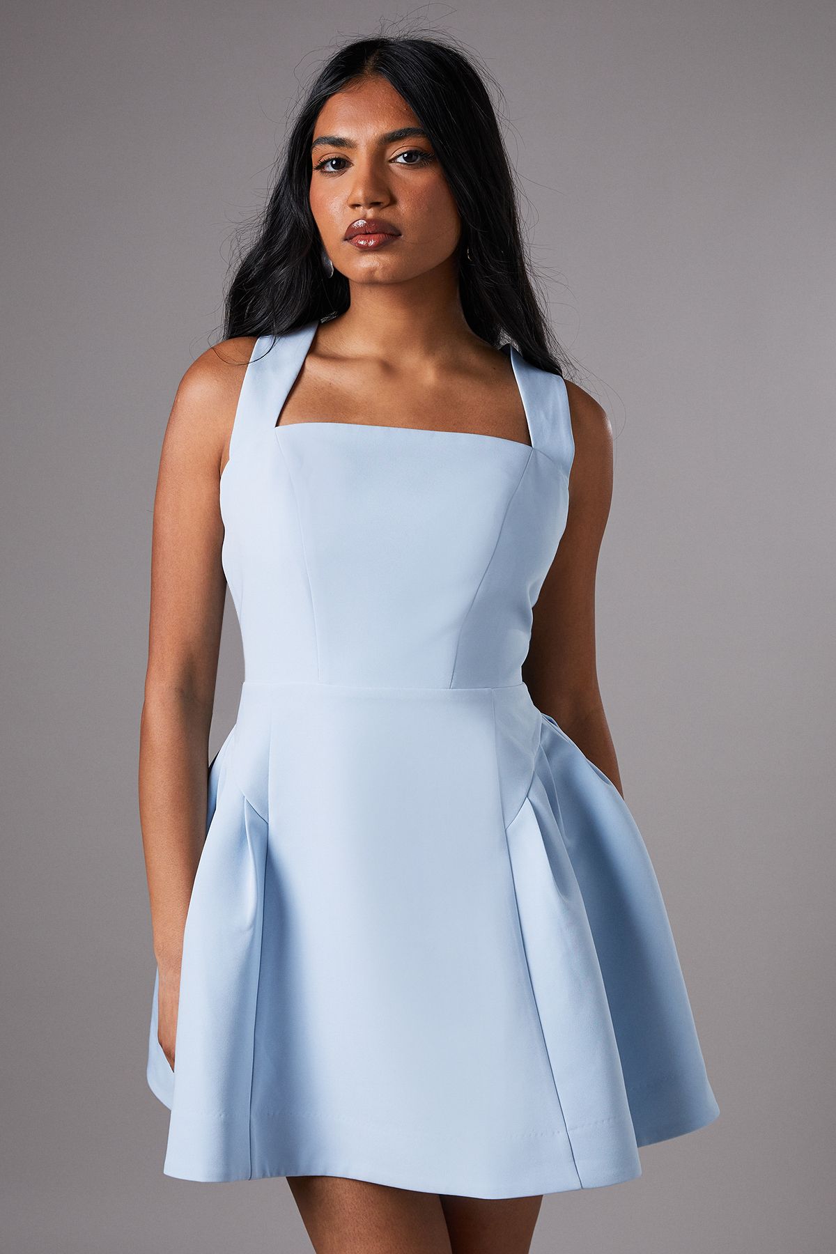 Coast Petite Bow Back Mini Dress Pale Blue image 2