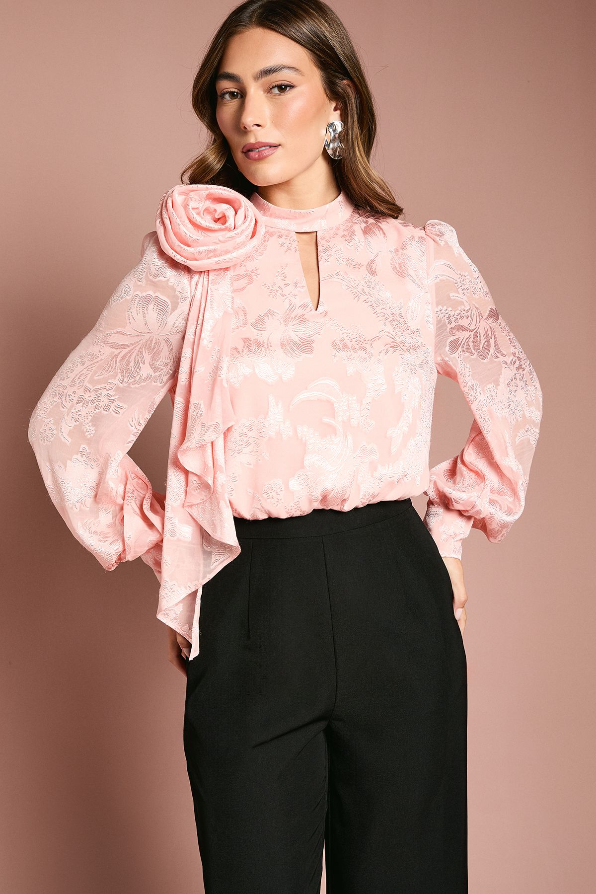 Coast Satin Jacquard Corsage 2 In 1 Jumpsuit Blush image 2