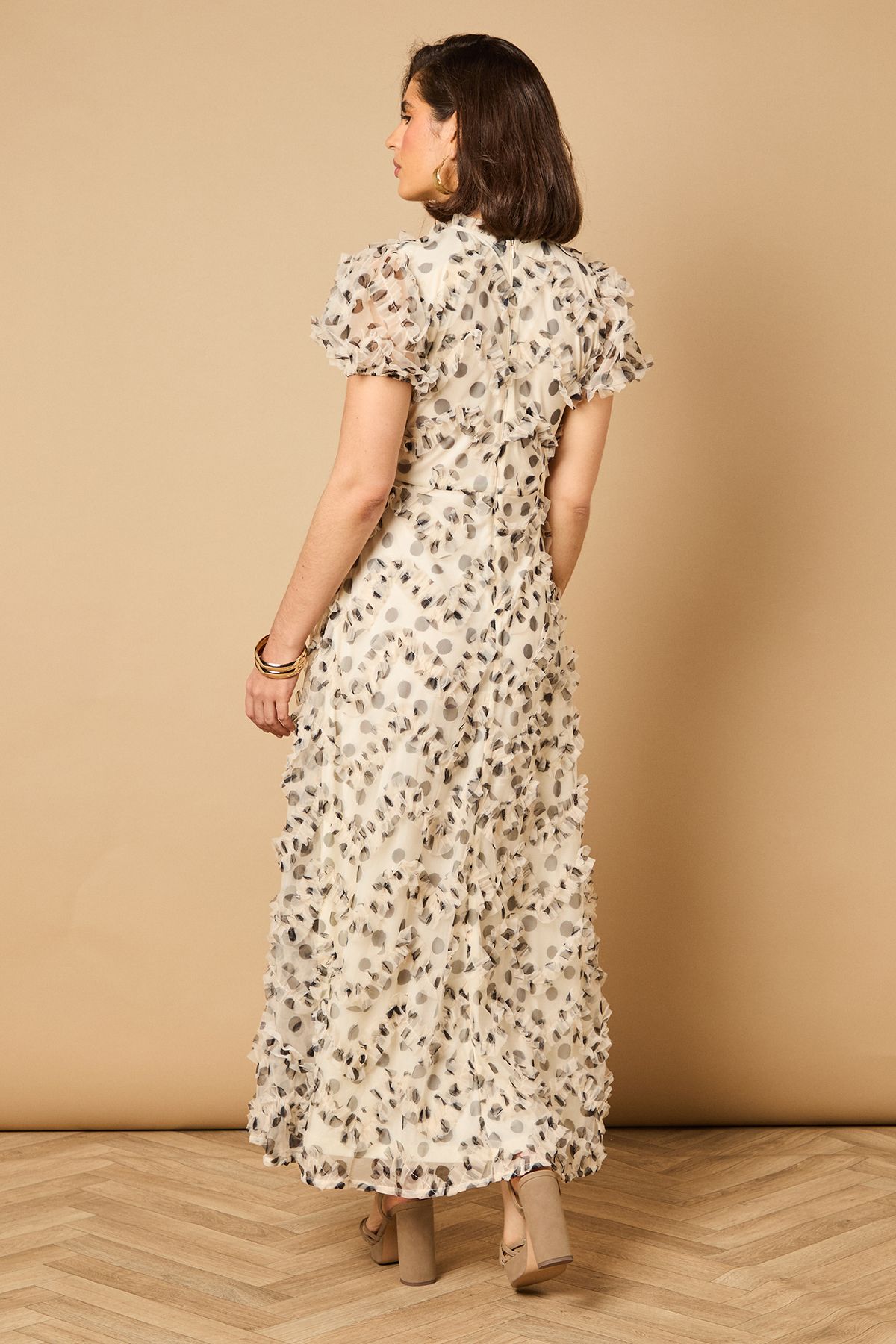 Oasis Printed Textured Maxi Dress Ivory image 4
