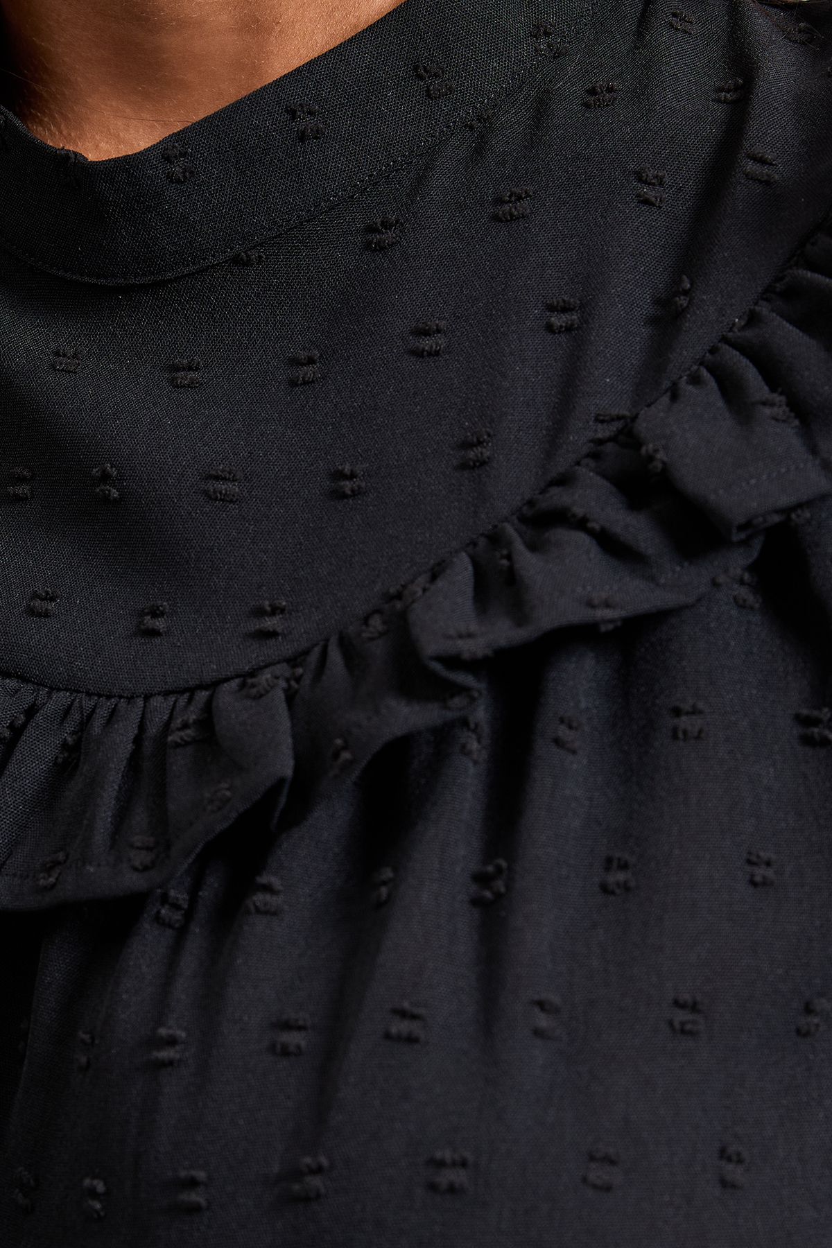 Dorothy Perkins Frill Neck Puff Sleeve Top Black image 5