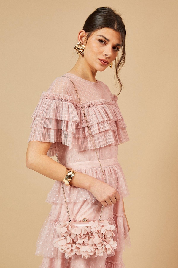 Oasis Petal Detail Clutch Bags Rose