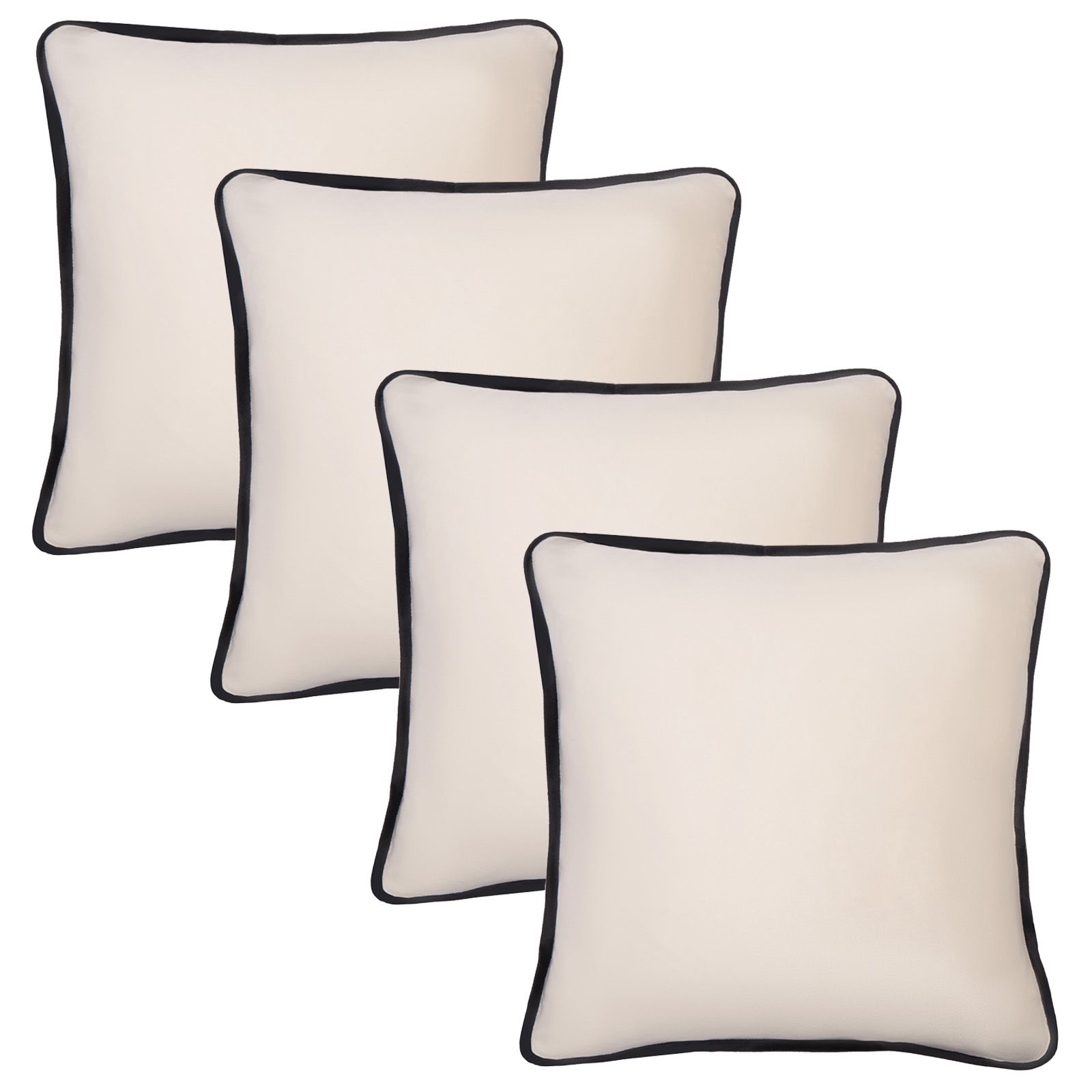 OHS 4 x Piped Edge Matte Velvet Cushion Covers Home Decor Set image 3
