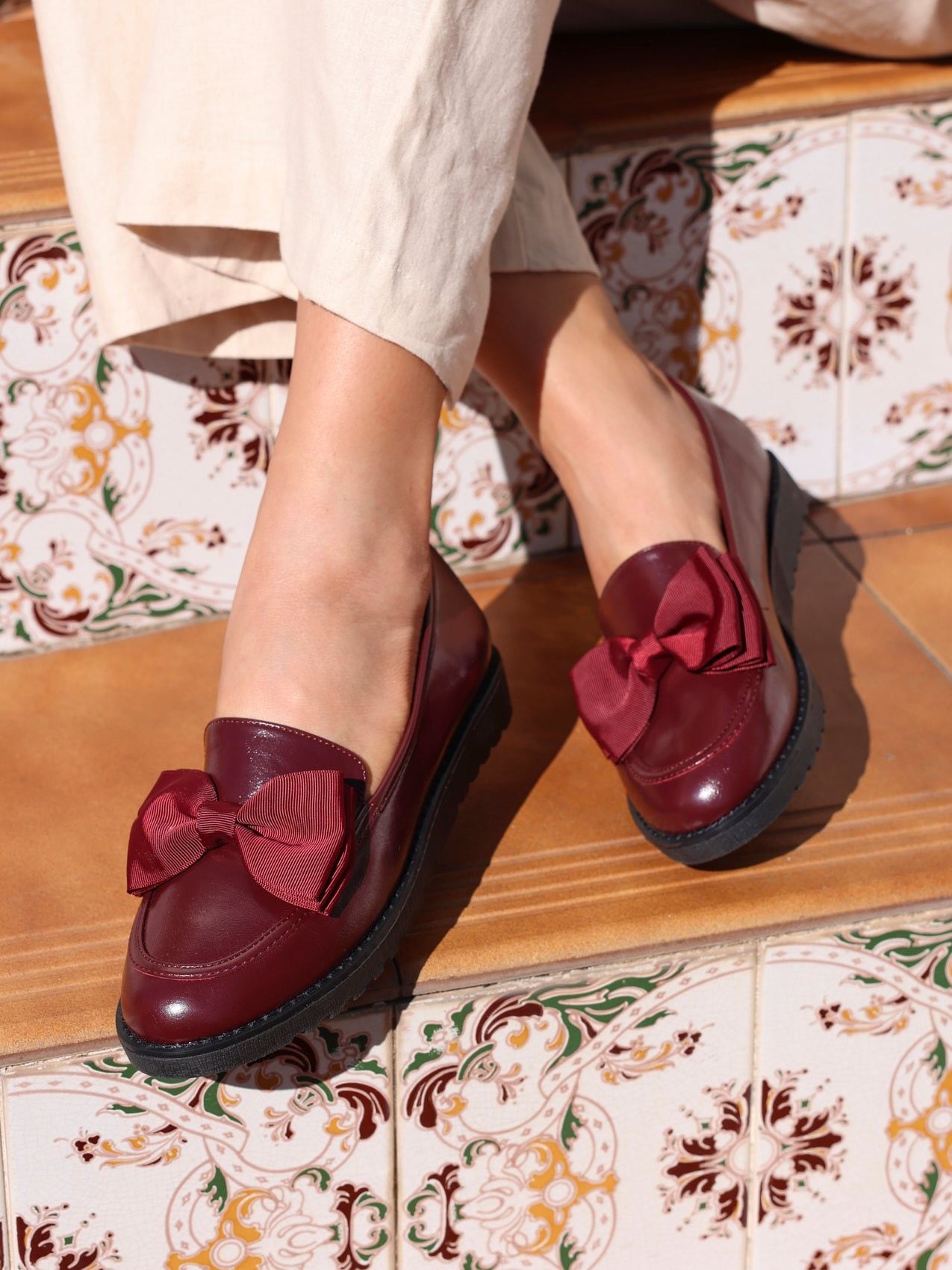 Linzi Cathy Burgundy High Shine Classic Slip On Loafer image 2