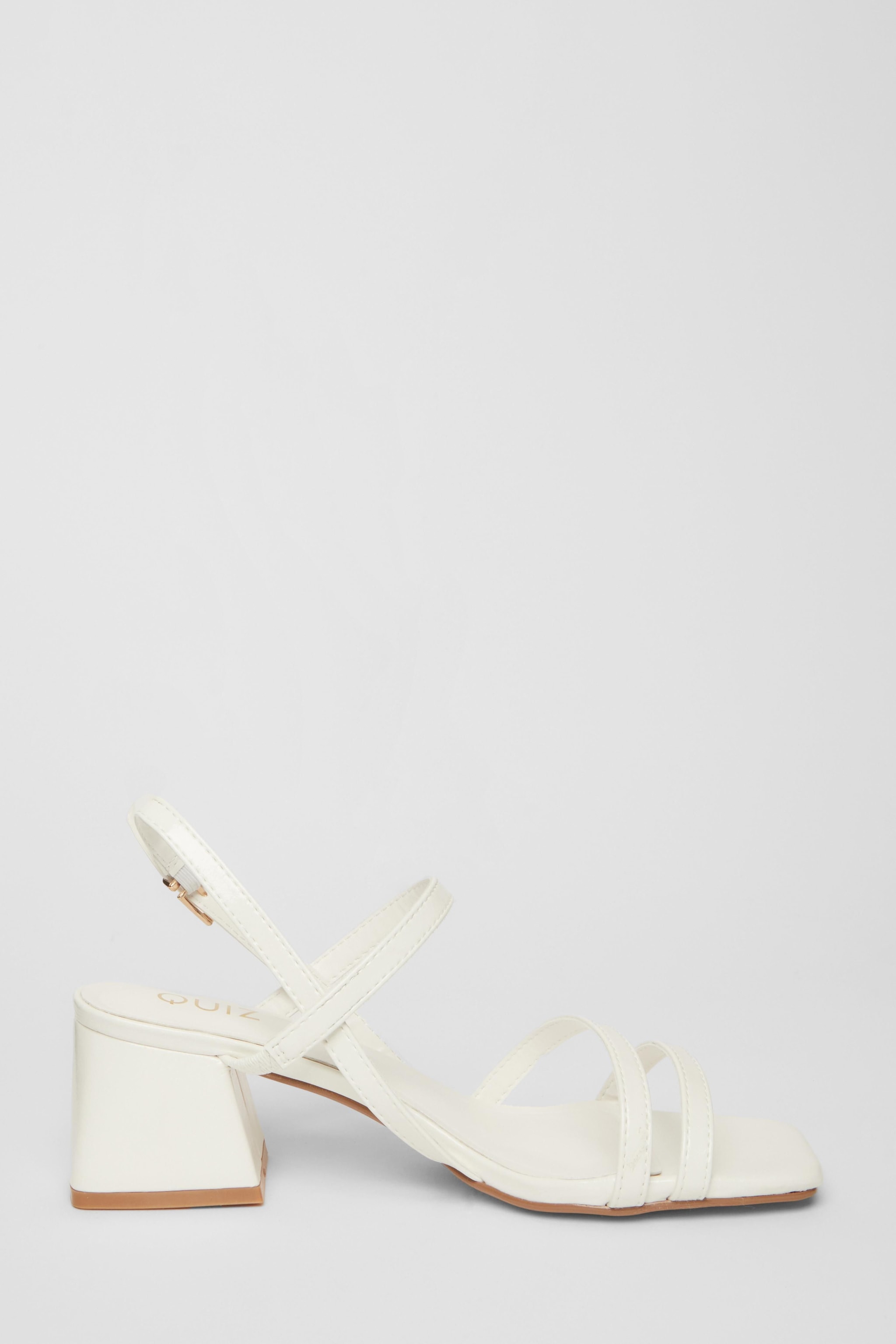 Quiz White Sling Back Heeled Sandals image 5