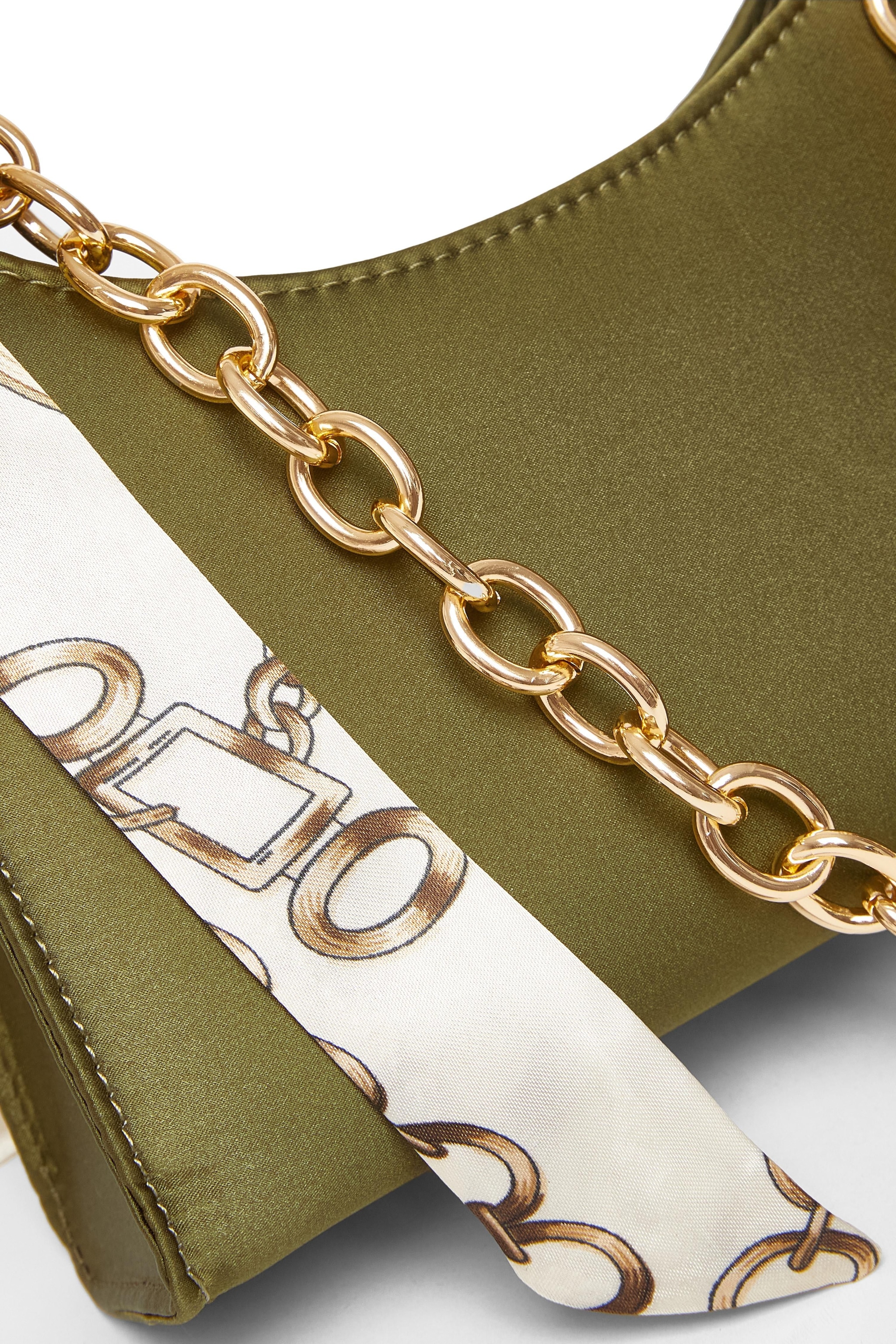 Quiz Green Satin Chain Shoulder Bag image 5