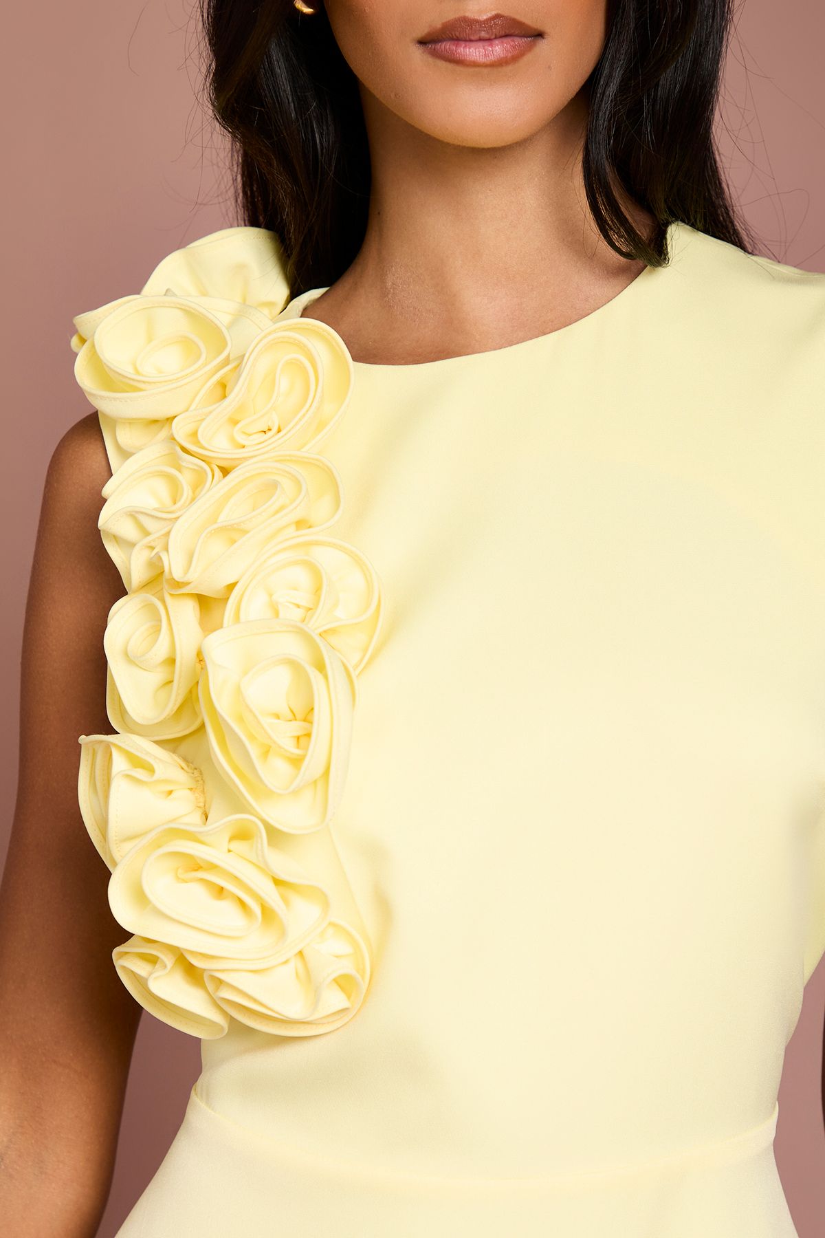 Coast Petite 3D Corsage High Low Dress Lemon image 5