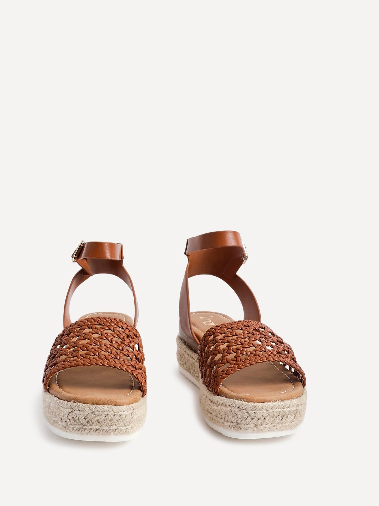 Linzi Sundown Tan Faux Leather Handwoven Espadrille Flatform Sandal image 3