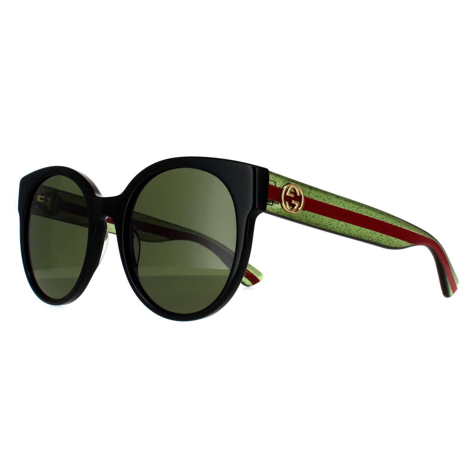 Gucci Cat Eye Black With Green and Red Glitter Green Sunglasses image 2